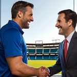 The Art of Deep Relationships & Trust**
    "An inspiring visual representing the foundation of trust and long-term partnerships in sports marketing. Two professionals, one representing a sports organization and the other a sponsoring brand, are depicted in a collaborative, professional setting. They are in the midst of a sincere handshake, with genuine smiles and eye contact, signifying mutual respect and agreement. In the background, subtle elements like a stadium skyline at dusk or modern office architecture can be seen, emphasizing a successful and enduring professional relationship built on shared vision and empathy, mirroring the text's analogy of a partnership akin to a marriage. The atmosphere should convey reliability and a commitment to mutual success."

2.  **Prompt for