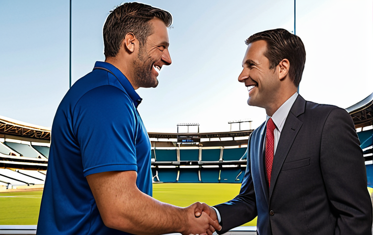 The Art of Deep Relationships & Trust**
    "An inspiring visual representing the foundation of trust and long-term partnerships in sports marketing. Two professionals, one representing a sports organization and the other a sponsoring brand, are depicted in a collaborative, professional setting. They are in the midst of a sincere handshake, with genuine smiles and eye contact, signifying mutual respect and agreement. In the background, subtle elements like a stadium skyline at dusk or modern office architecture can be seen, emphasizing a successful and enduring professional relationship built on shared vision and empathy, mirroring the text's analogy of a partnership akin to a marriage. The atmosphere should convey reliability and a commitment to mutual success."

2.  **Prompt for