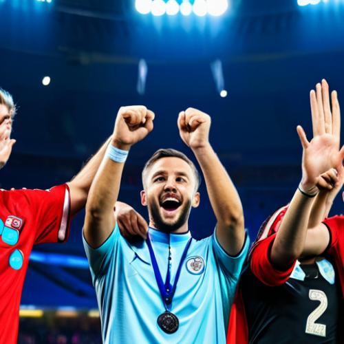 A diverse group of passionate sports fans, fully clothed in modest team jerseys and scarves, united in a vibrant digital community space. They are cheering, with subtle holographic screens displaying real-time game stats and fan messages, embodying a strong sense of collective euphoria and shared identity. The atmosphere is authentic and emotional. Professional photography, high quality, safe for work, appropriate content, fully clothed, modest clothing, family-friendly, perfect anatomy, correct proportions, natural pose, well-formed hands, proper finger count.