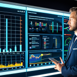 A focused male sports manager in a professional business suit, standing in a sleek, high-tech sports analytics control room, surrounded by large transparent screens displaying dynamic sports data visualizations and real-time game statistics. He is interacting with a holographic interface, demonstrating data-driven decision-making. The scene is well-lit, futuristic, and emphasizes innovation. fully clothed, appropriate attire, safe for work, perfect anatomy, natural pose, professional photography, high quality, correct proportions, well-formed hands, natural body proportions, professional, family-friendly.