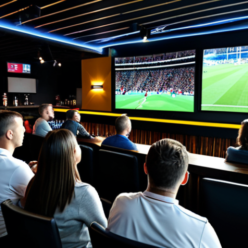 Storytelling in Sports Marketing**

"A captivating scene of diverse sports fans watching a video screen at a modern sports bar in Berlin, Germany. The video highlights an athlete's inspiring journey, depicted with visual metaphors. The atmosphere is emotional and engaging. Fully clothed patrons are enjoying the experience. Safe for work, appropriate content, perfect anatomy, natural proportions, professional sports marketing advertisement, high quality, family-friendly."

**
