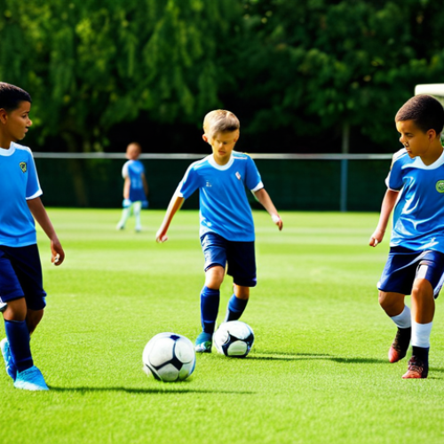 Home 18 스포츠마케팅 관련 정부 정책 분석 - Grassroots Sports Promotion**
"A diverse group of fully clothed children playing soccer on a well-m...