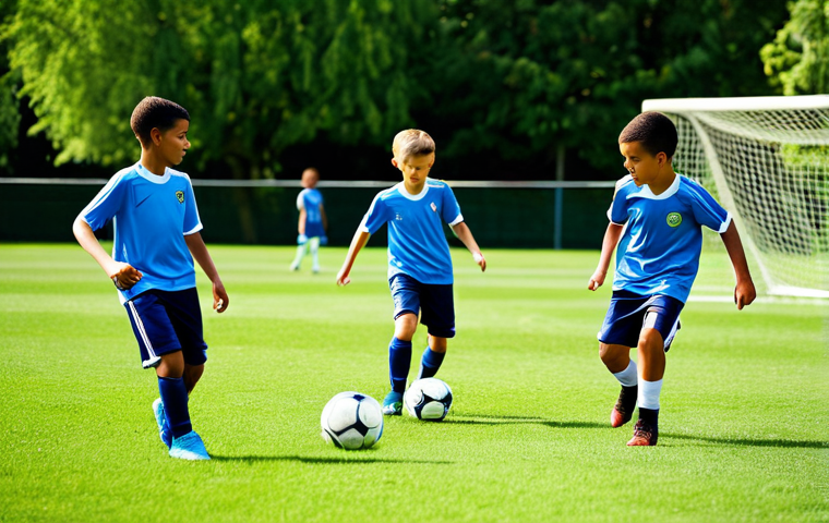 스포츠마케팅 관련 정부 정책 분석 - Grassroots Sports Promotion**
"A diverse group of fully clothed children playing soccer on a well-m...