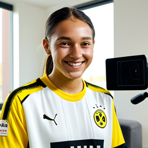 Home 5 스포츠마케팅과 디지털 마케팅 협력 사례 - Influencer Marketing**
"A young, enthusiastic sports influencer (male or female) wearing a Borussia...