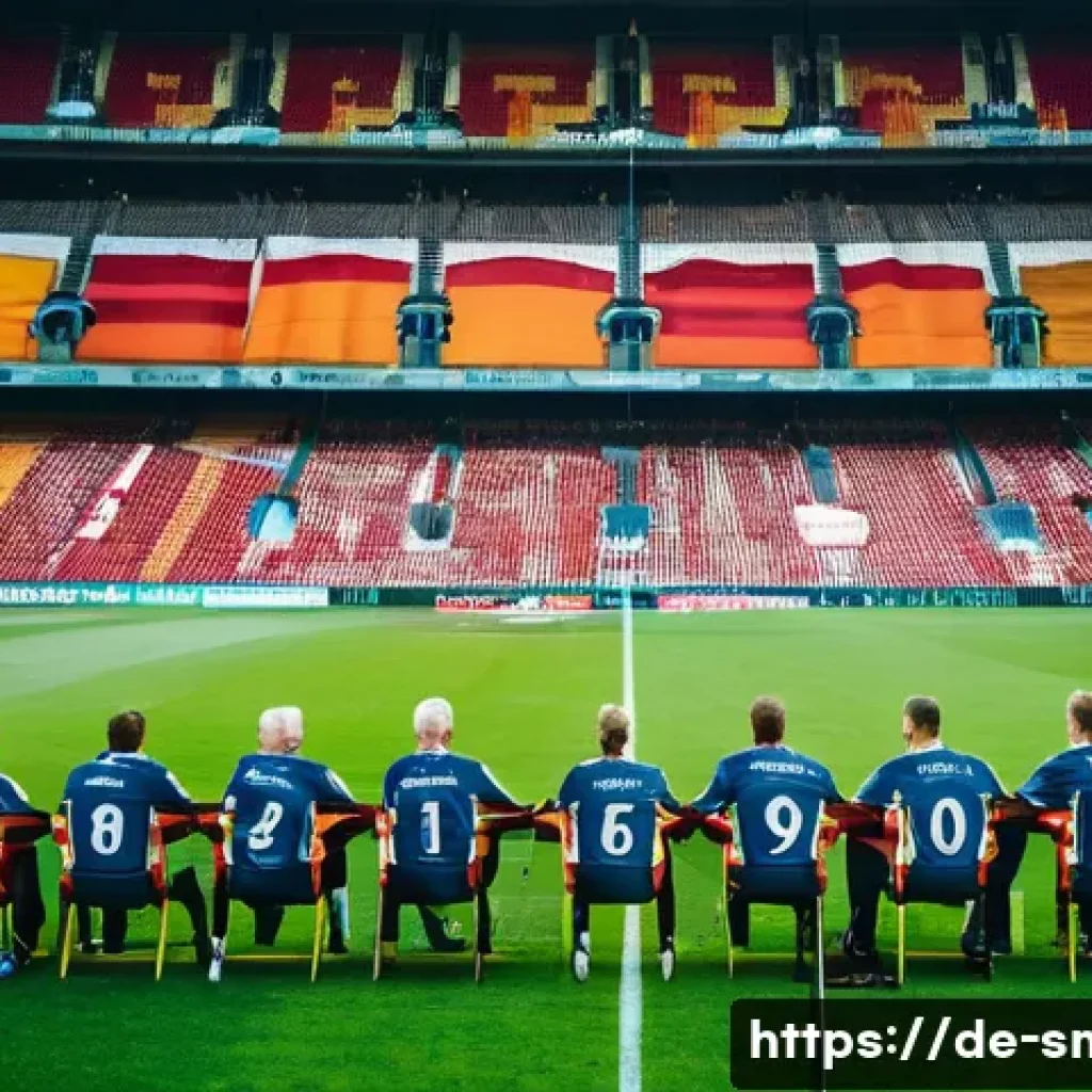 스포츠마케팅에서 창의적 문제 해결 사례 - **Prompt:** A heartwarming and vibrant scene inside a modern German football stadium. A diverse grou...