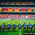 스포츠마케팅에서 창의적 문제 해결 사례 - **Prompt:** A heartwarming and vibrant scene inside a modern German football stadium. A diverse grou...