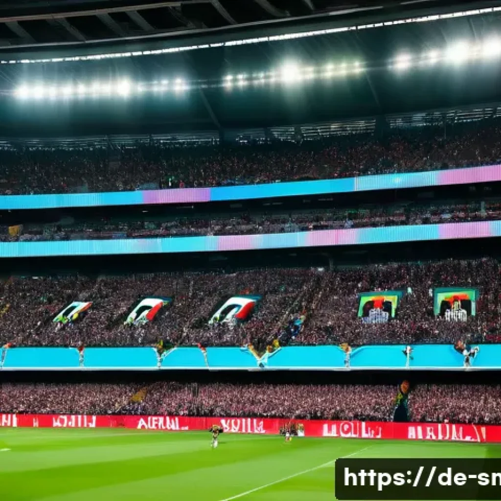 스포츠마케팅과 관련된 글로벌 트렌드 및 이슈 - A futuristic sports stadium filled with enthusiastic German football fans wearing official team jers...