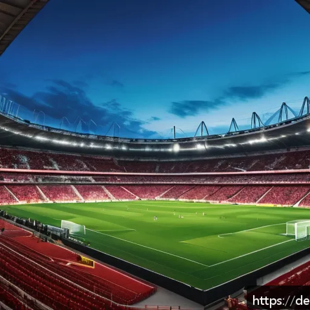 스포츠마케팅에서의 데이터 분석과 시각화 활용 - A vibrant, modern football stadium filled with enthusiastic German fans during a live match, large d...