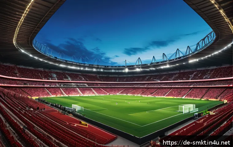스포츠마케팅에서의 데이터 분석과 시각화 활용 - A vibrant, modern football stadium filled with enthusiastic German fans during a live match, large d...
