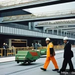 스포츠 이벤트와 지역 브랜드 가치 상승 - A vibrant urban scene in Munich during the 1972 Olympic Games preparation period, showcasing moderni...
